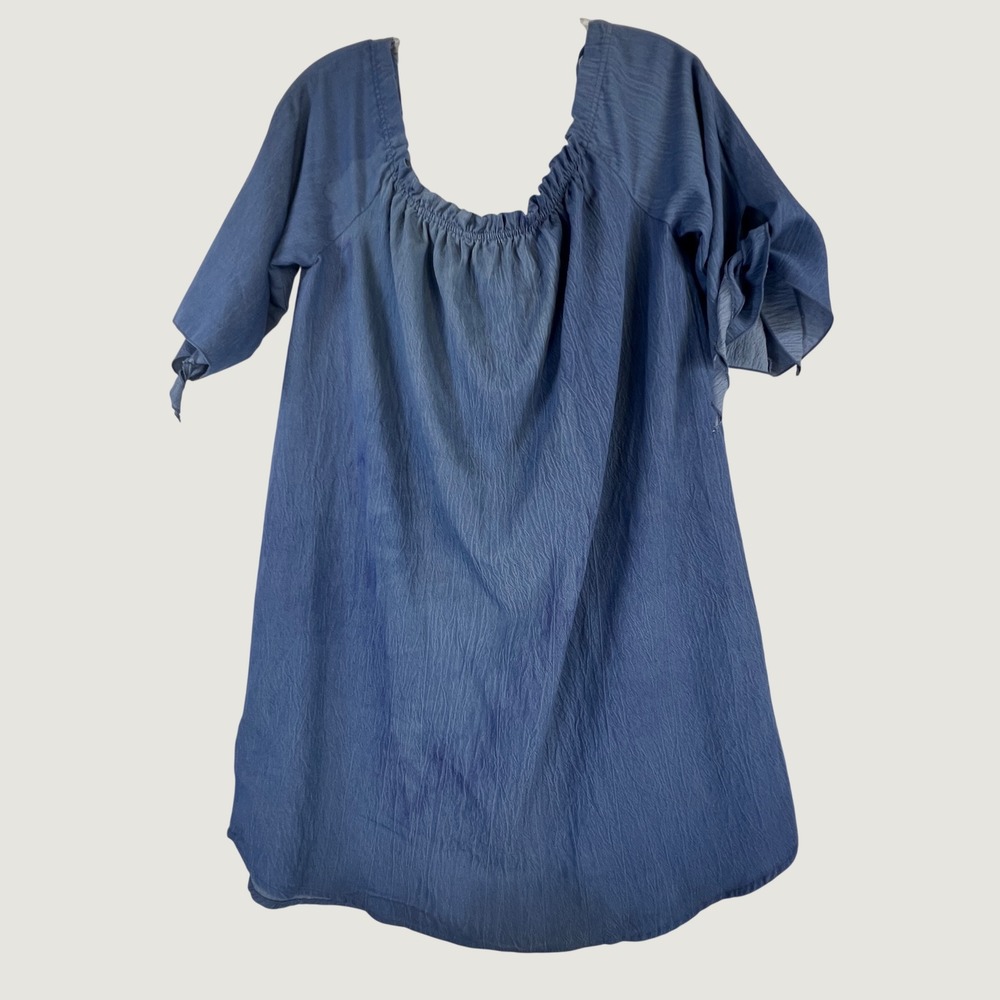 Love J Blue Off The Shoulder Tie Sleeve Mini Dress DR14620 Womens Large